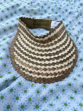 Woven boho Visor Hat in Brown and Cream